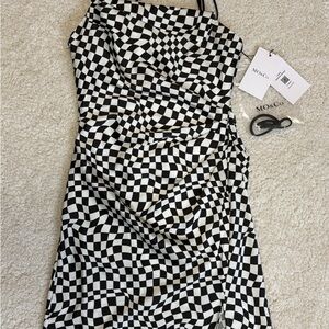Mo&Co Black & White Checker Midi Dress – BNWT